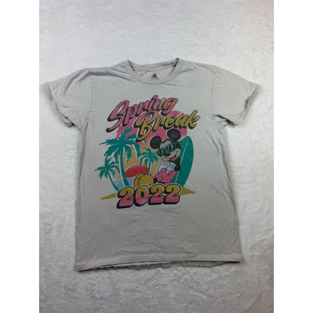 Disney Parks Mickey Mouse Spring Break 2022 Graphic T-Shirt Tan Small